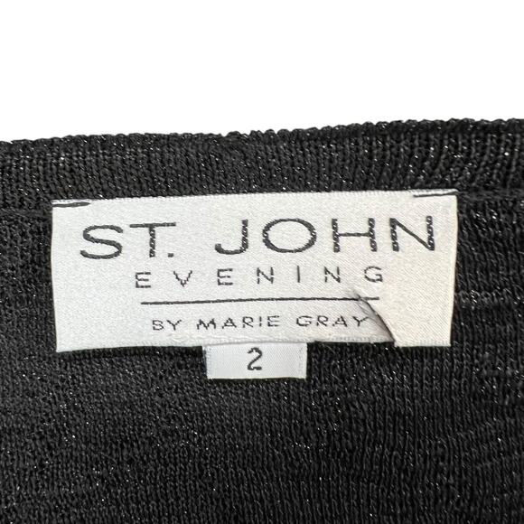 St John Evening Cardigan 2 Black Sparkly Metallic Sweater Quiet Luxury Vintage - Picture 13 of 16